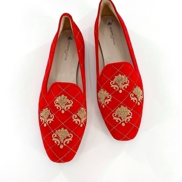 Jacques Levine Red Suede quilted Loafers Size 8 - Picture 12 of 13
